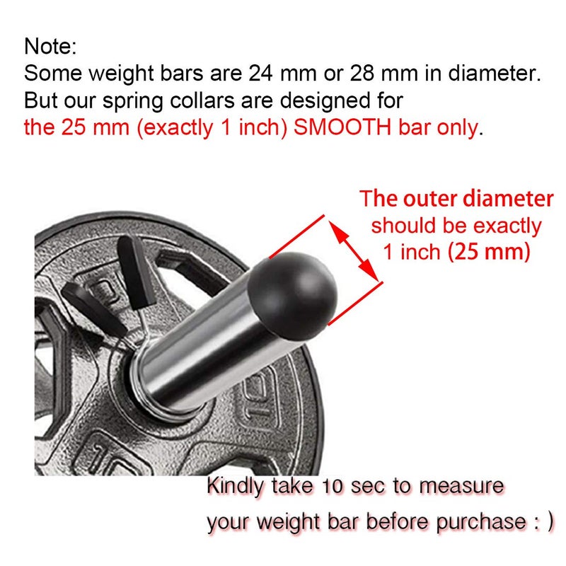 Lestino Spring Clip Collars  1 inch (25 mm) for Smooth Dumbbell Handle or Standard Weightlifting Barbell (Pack of 4) - Image 3